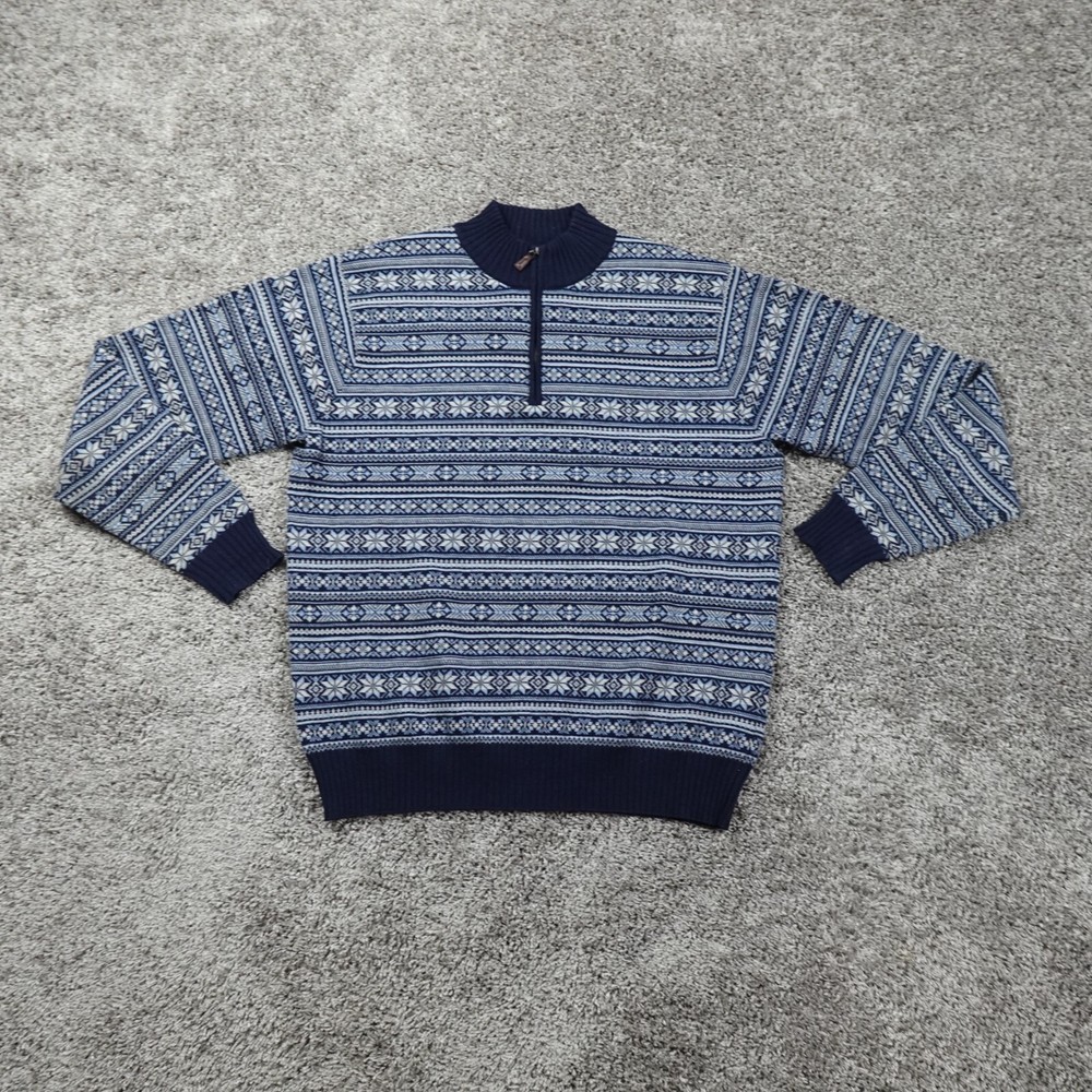 Peter Millar 1/4 Zip Pullover Mens Medium Fair Isle Merino Wool Blend Sweater