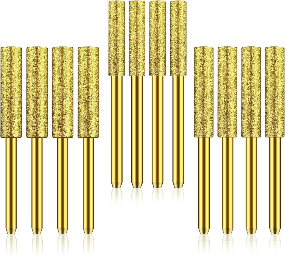 12 PCS Diamond Chainsaw Sharpener Bits - High Hardness Golden Sharpening Stones