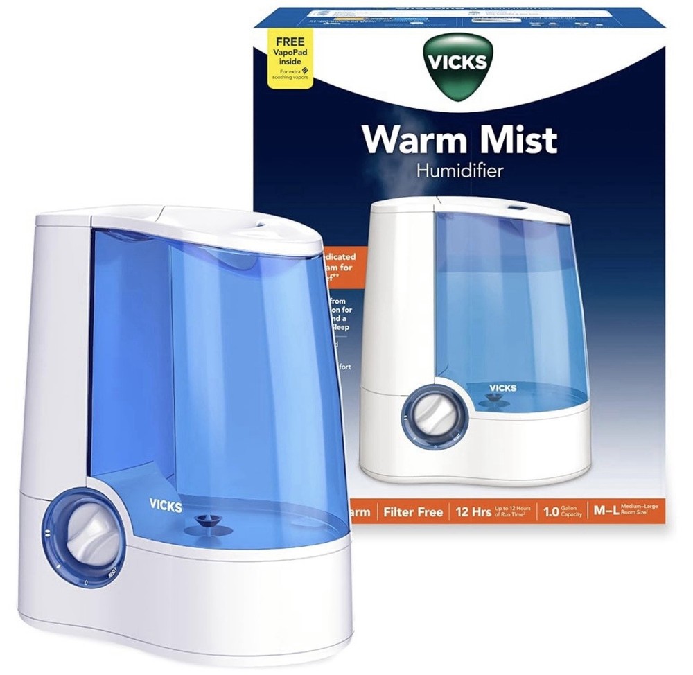 Vicks Warm Mist Humidifier - Air Humidifier for Bedroom, Home & Large Room, Baby