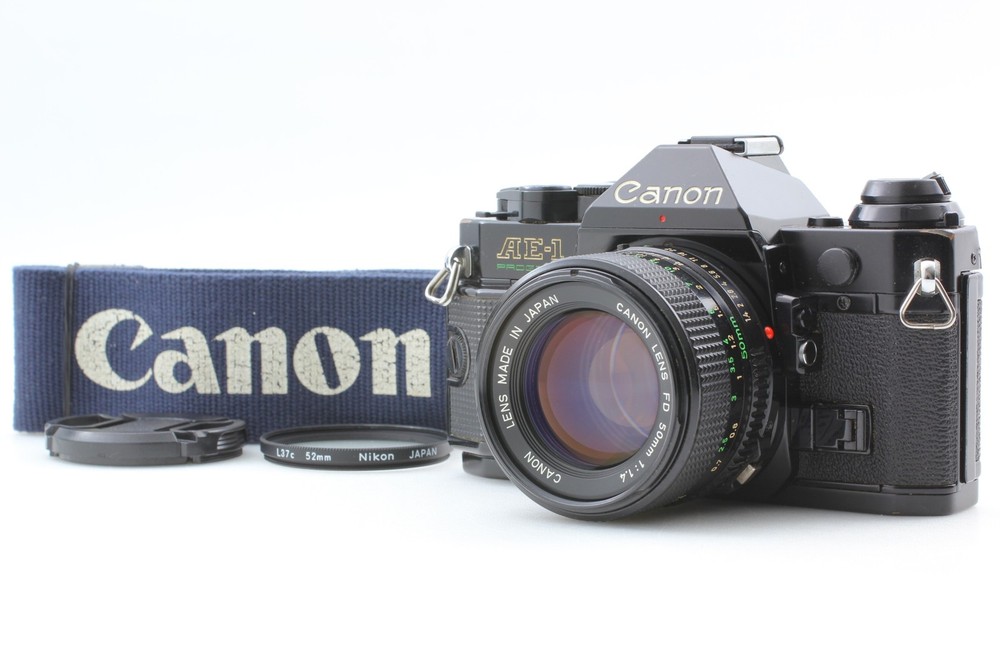 [ Near MINT ] Canon AE-1 Program 35mm Film Camera + New FD 50mm f1.4 Lens JAPAN