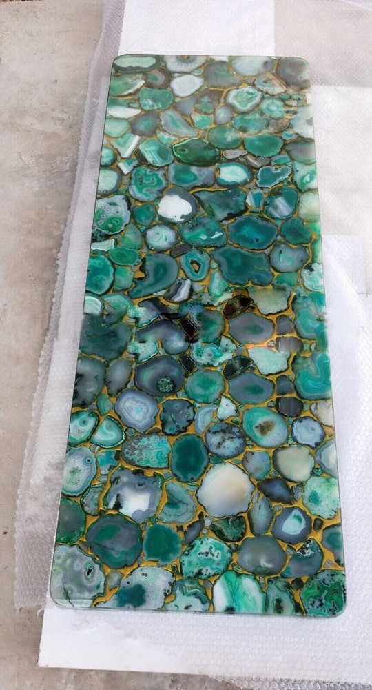 24x18 Inch Green Agate Counter Slab for Furniture and Console Decor