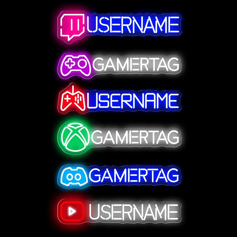 Custom Gamer Neon Sign Gamer Tag Sign Game Room Decor Gaming Wall Art Gaming Led