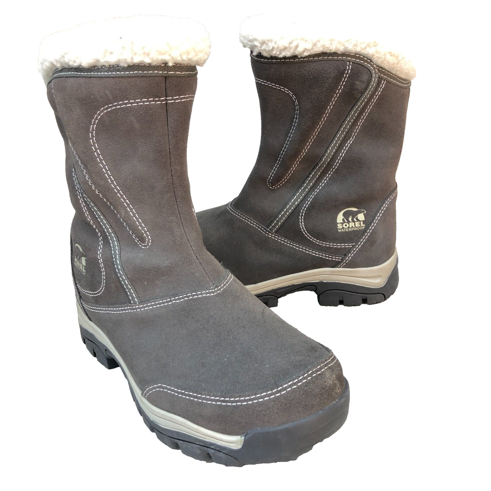 Womens Sorel Waterfall High Ankle Boots Insulated Grey NL1964-010 Size 6 MINTY