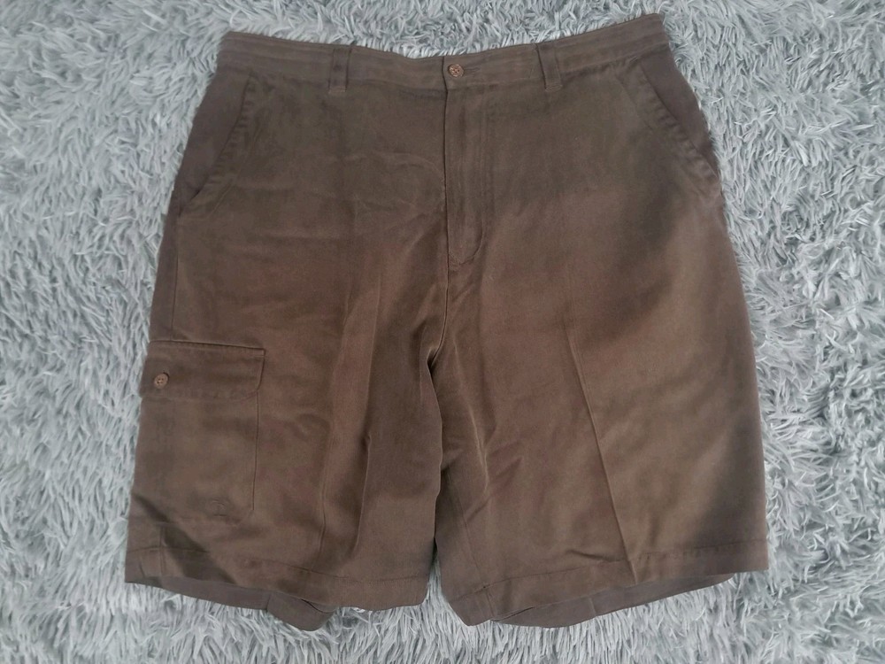 Tommy Bahama Shorts Mens 36 Brown Silk Cargo Casual Adult Beach Dad Soft