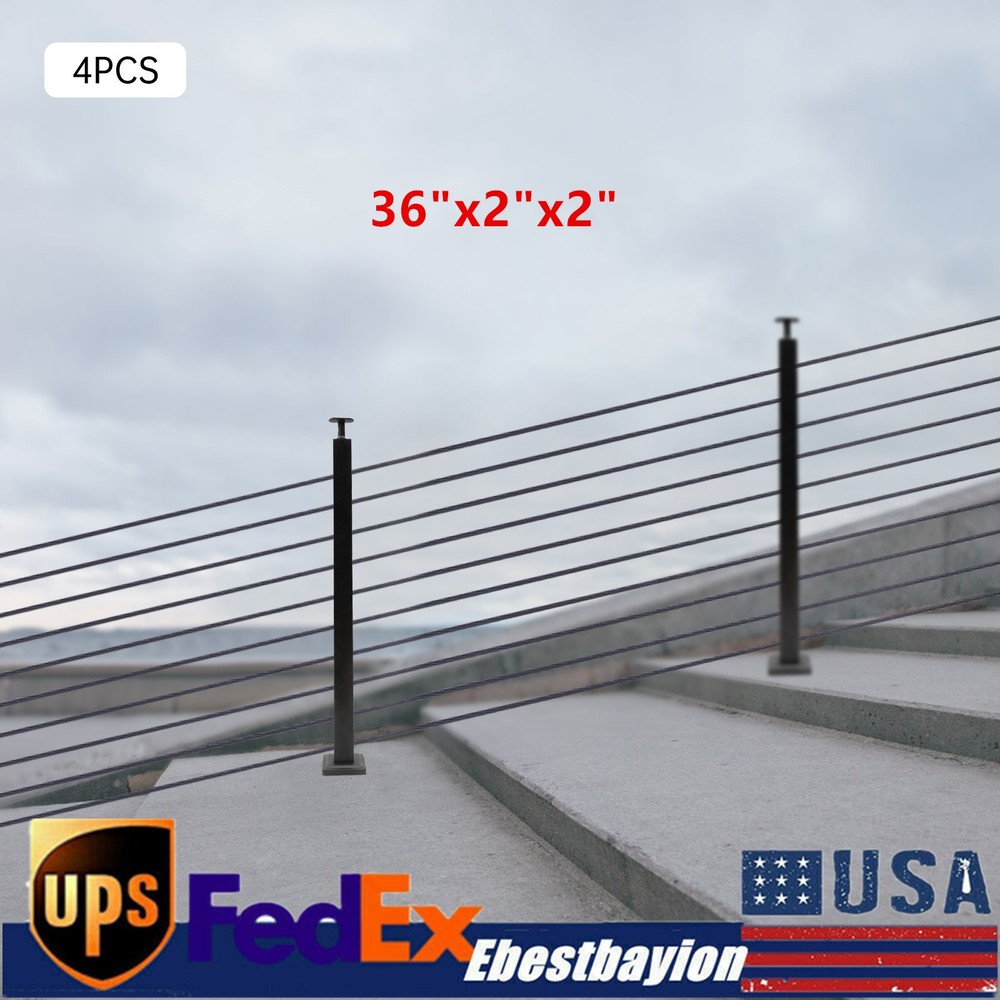 Cable Railing Post Stainless Steel Stair Handrail Deck Railing Kit DIY 36 x2 x2