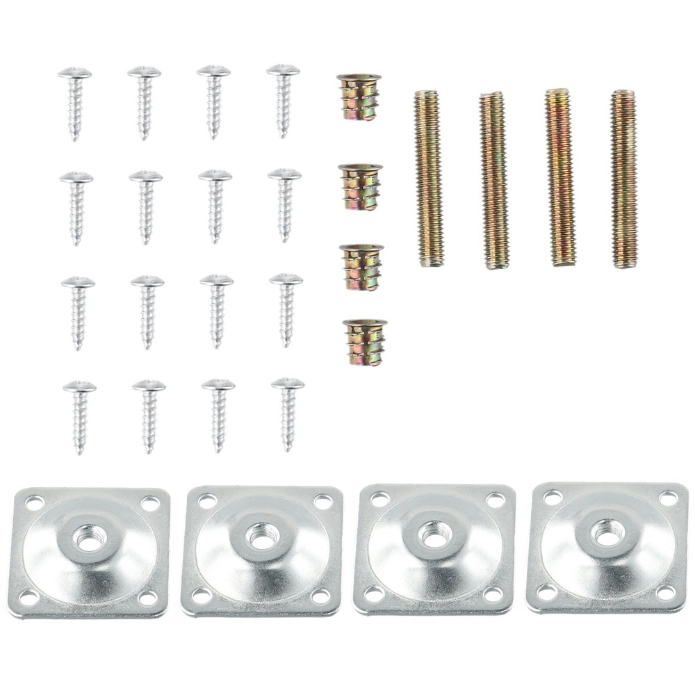 4 Set Leg Fixing Mounting Plate Level +Metal Dowel Screws For Wooden Chair Table