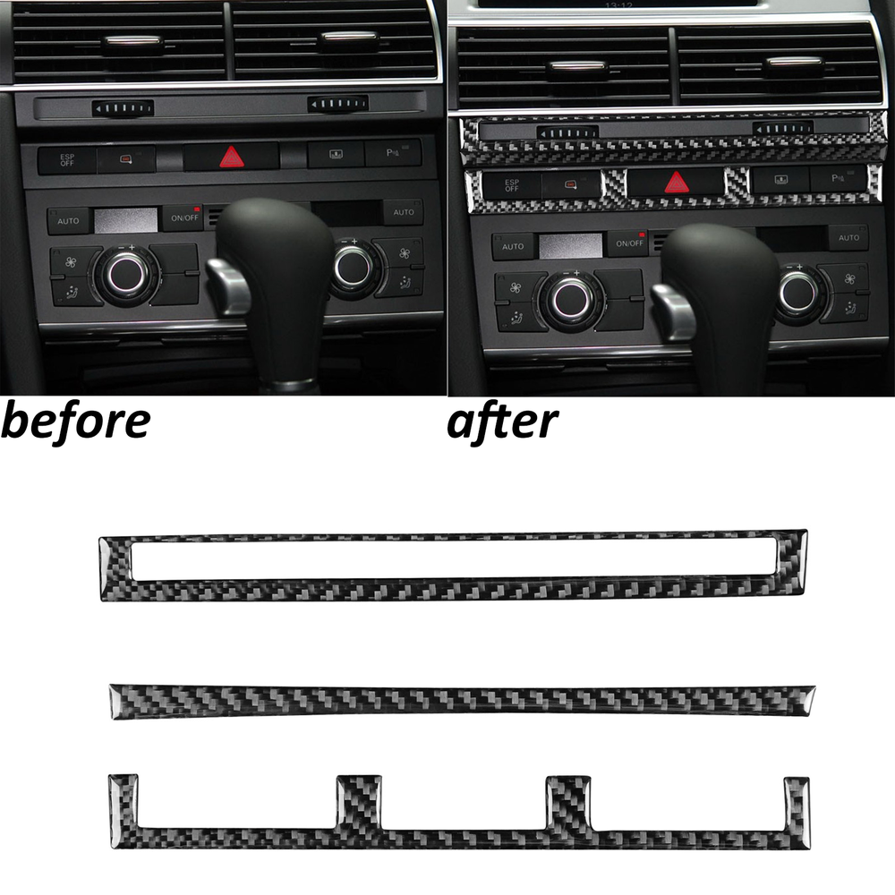 Real Carbon Fiber Console Warning Light Panel Cover Trim For Audi A6 S6 C6 05-11