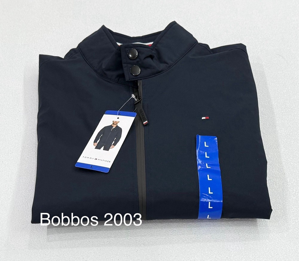 Tommy Hilfiger Men's Wind Water-Resistant Full Zip Bomber Jacket, Navy, Size L