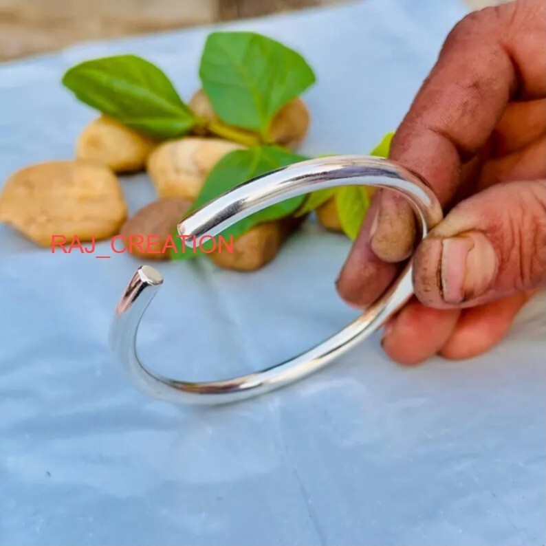Solid 925 Sterling Silver Bangle Thick 7mm Heavy Silver Bangle Chunky Silver B