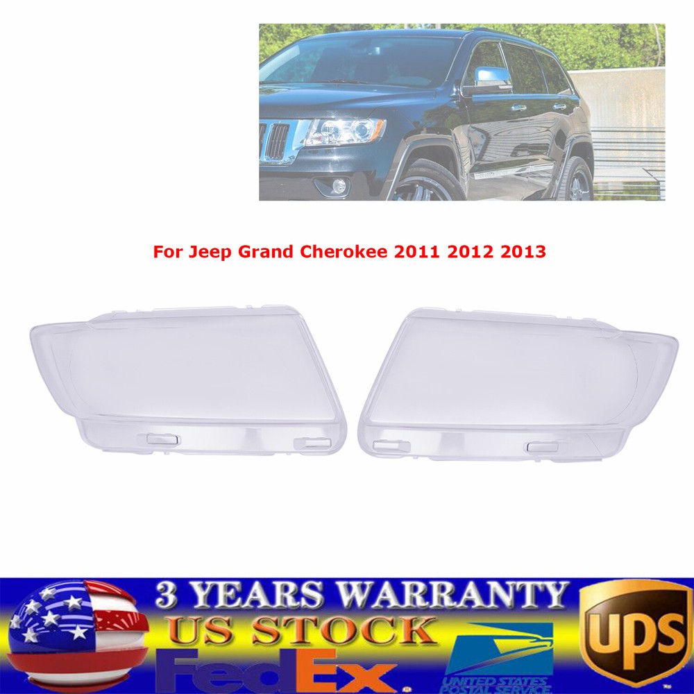 Pair Front Headlight Headlamp Lens Cover For Jeep Grand Cherokee 2011-2013 NEW