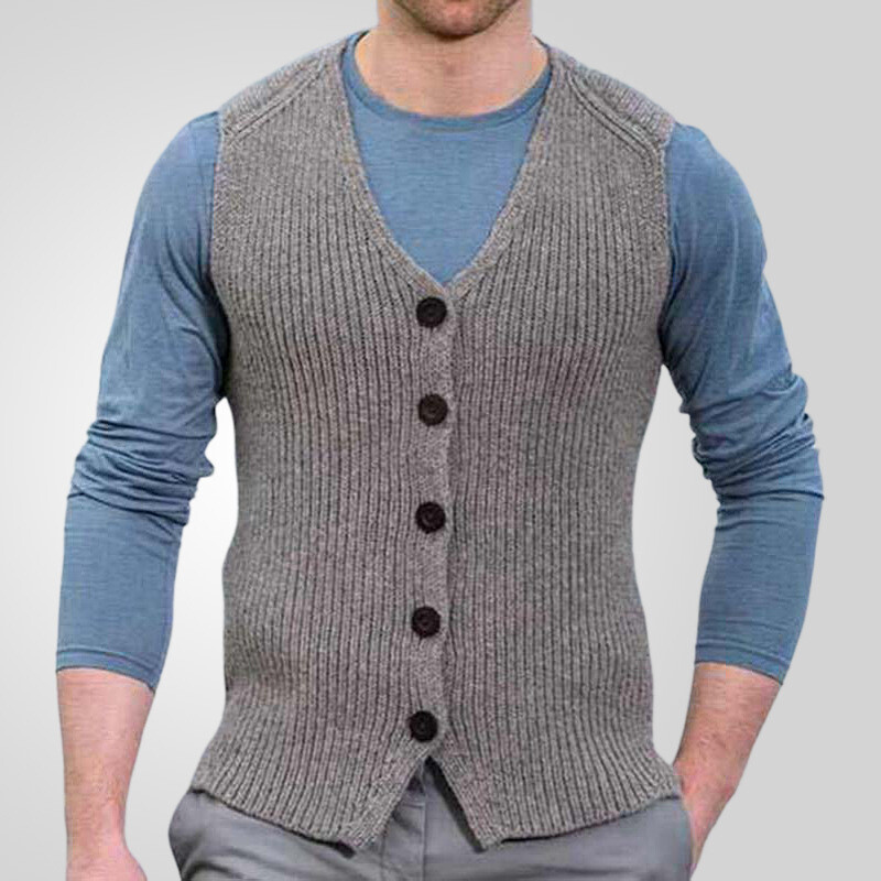 Autumn Winter Men Slim Knit Gilet Waistcoat Sweater Vest Top