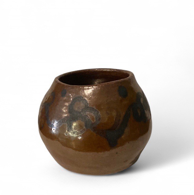 Studio Art Pottery Brown Black Stoneware Vase Trinket Bowl