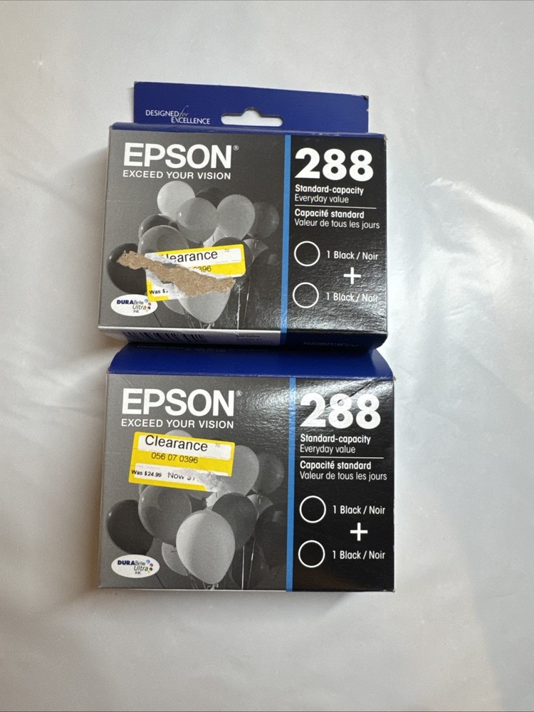 Genuine Epson 288 Black Ink Cartridge 2-Pack Exp 7/2026