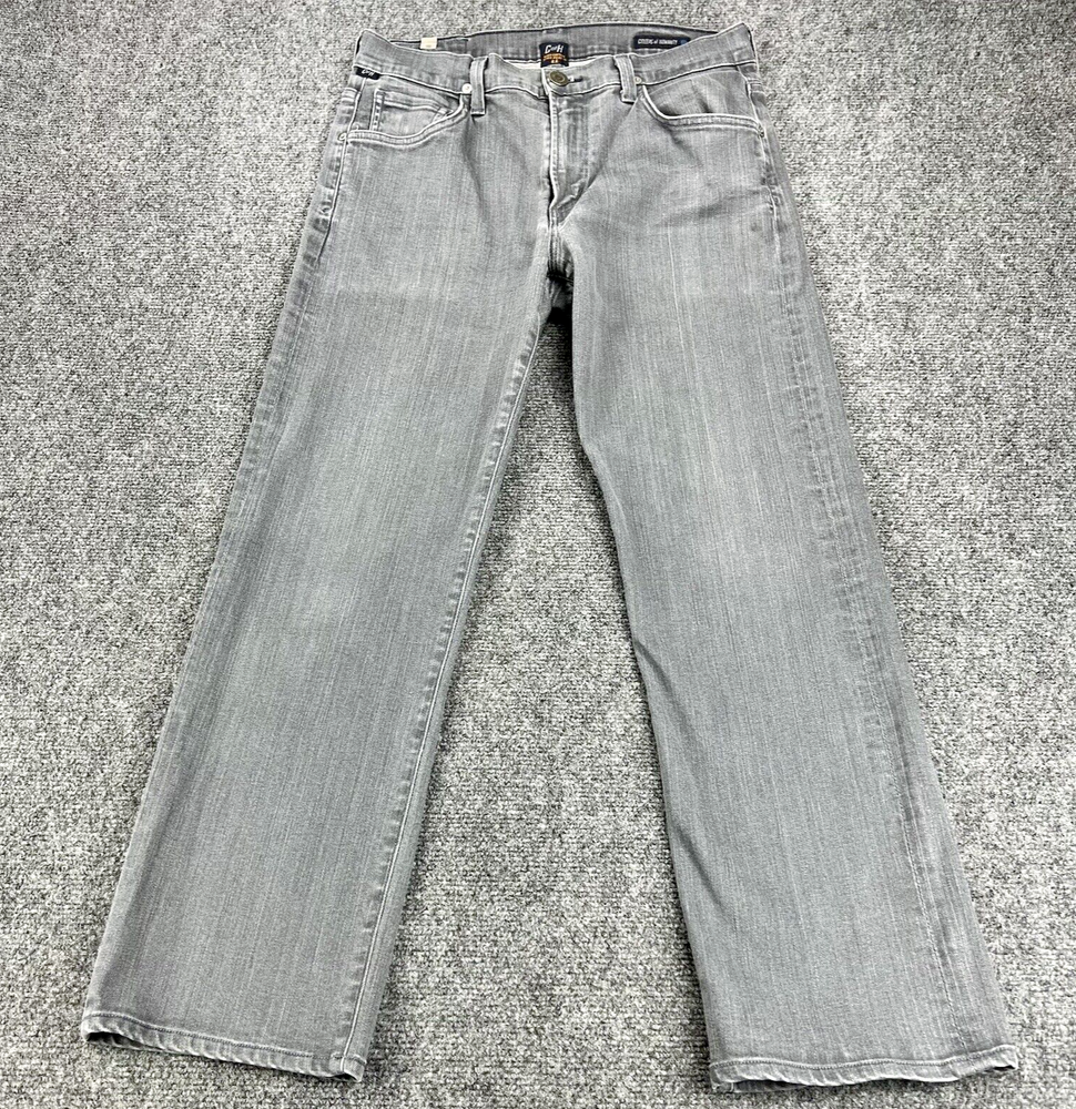 Citizens Of Humanity Mens Gray Denim Button Fly Flex Straight Fit Jeans 31x29 Washed Versatile Classic Style