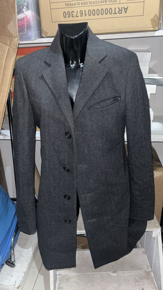 Vintage Gray Wool Blend Coat for Men Size 48 LLD539