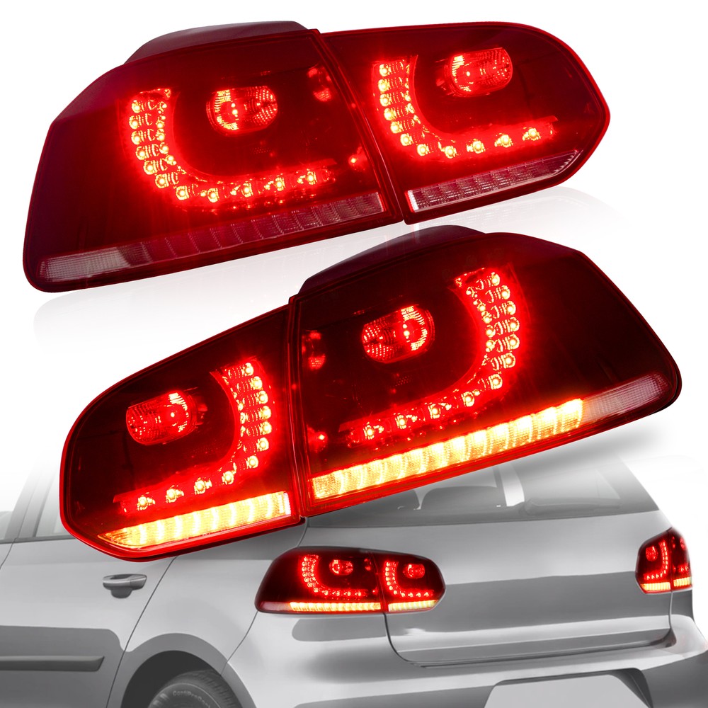 VLAND LED RED Tail Lights For VW Golf VI MK6 /GTI /R 2010-2014 Rear Brake Lamp