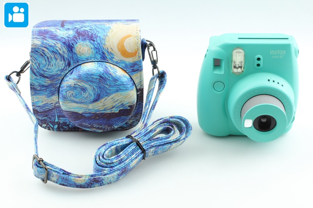 🎦👀ｗ/ van gogh Blue case✨MINT✨ Fujifilm instax mini8 Light Green  From JAPAN