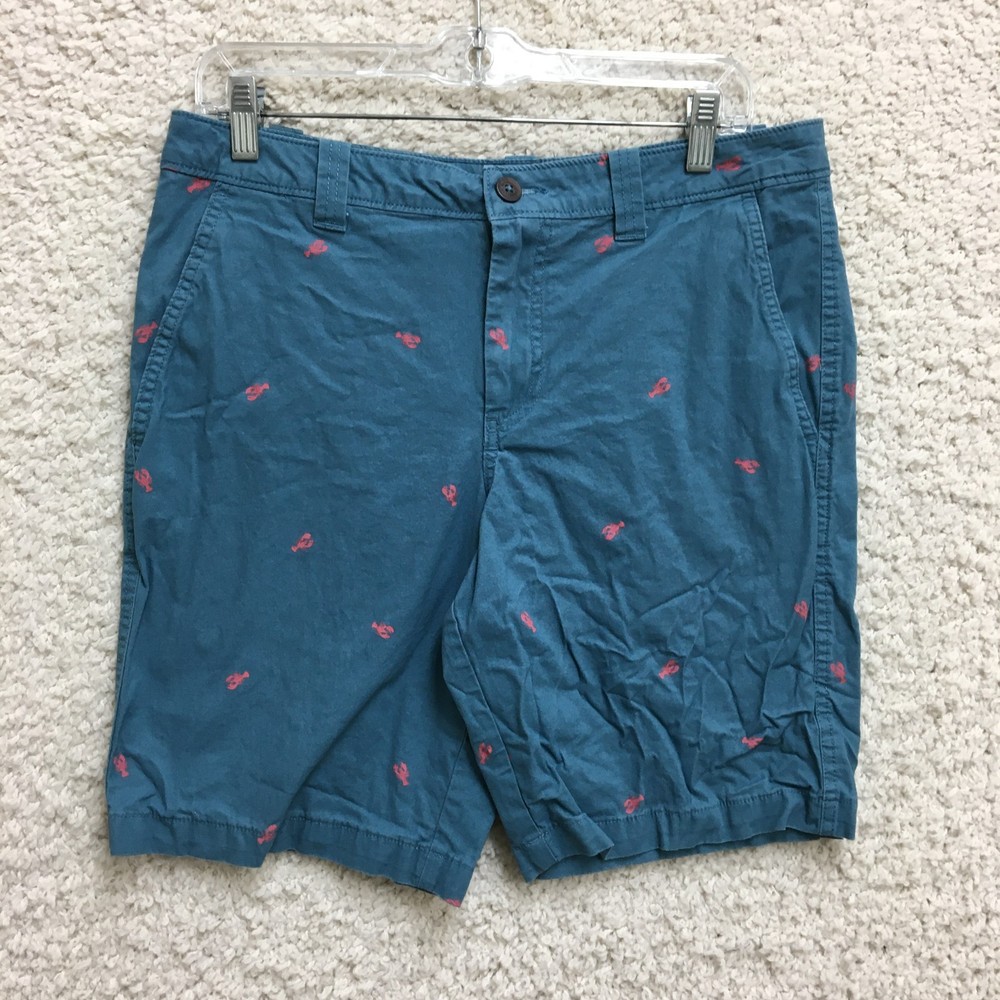 Magellan Shorts 30 Mens Blue Outdoors Lobster Print Stretch Flat Front Chino