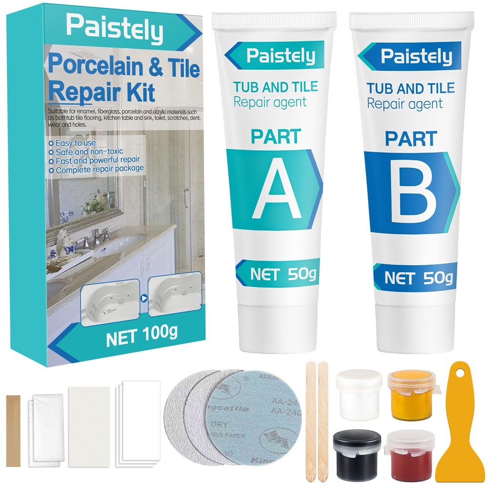 Porcelain Repair Kit for Tub Tile and Shower Waterproof Leak-Proof Fix