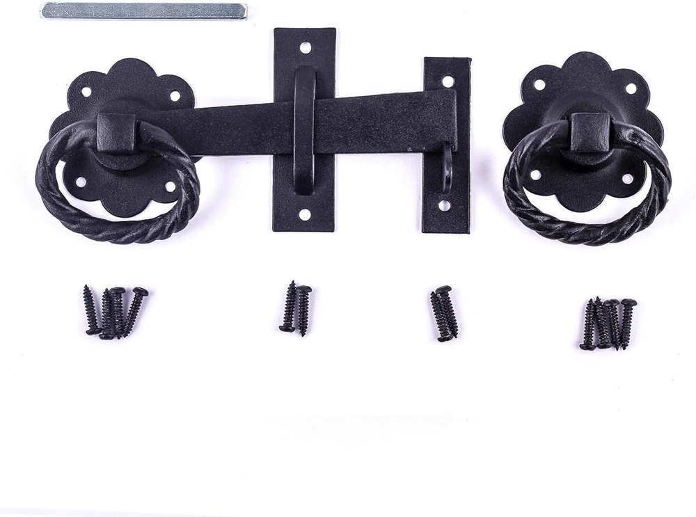 6-inch Black Wrought Iron Door Lock Latch