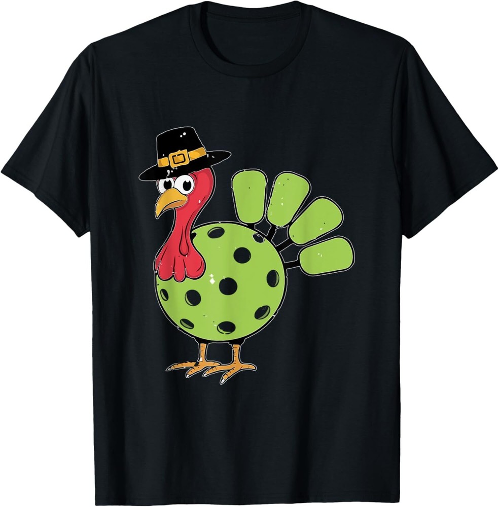 Thanksgiving Turkey Pickleball Graphic T-Shirt & Hoodie for Men Women Kids  
