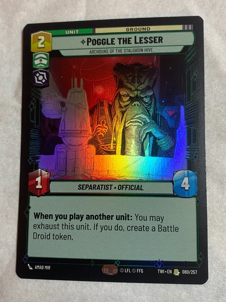 STAR WARS UNLIMITED TCG ToR POGGLE THE LESSER #080 Rare Foil