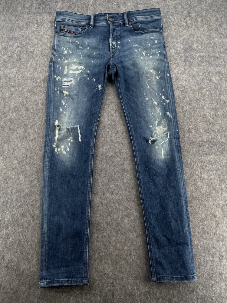 Diesel Mens Jeans Blue Sleenker 32x30 Button Fly Slim Skinny Stretch