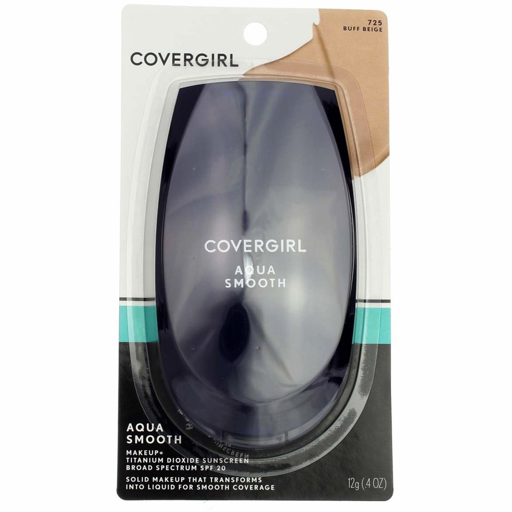3 Pack CoverGirl AquaSmooth Foundation Makeup, Buff Beige 725, SPF 20, 0.4 oz