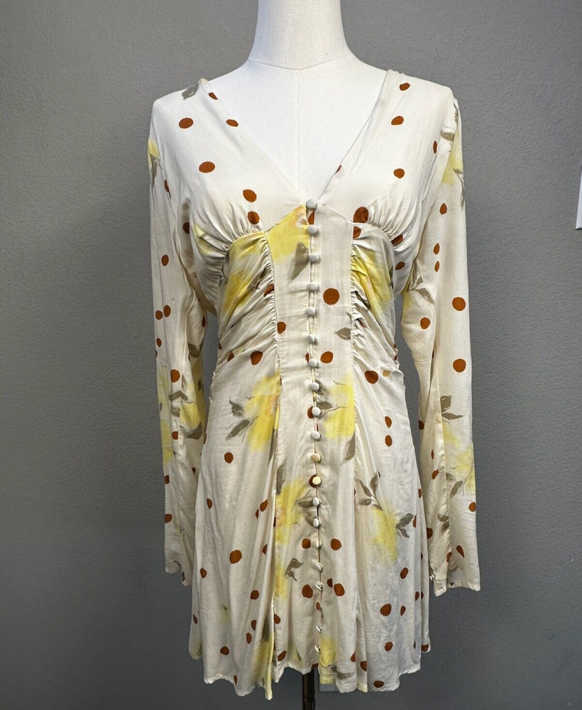 Free People Date Night Sunshine Off-White Floral Mini Dress Size: XSmall