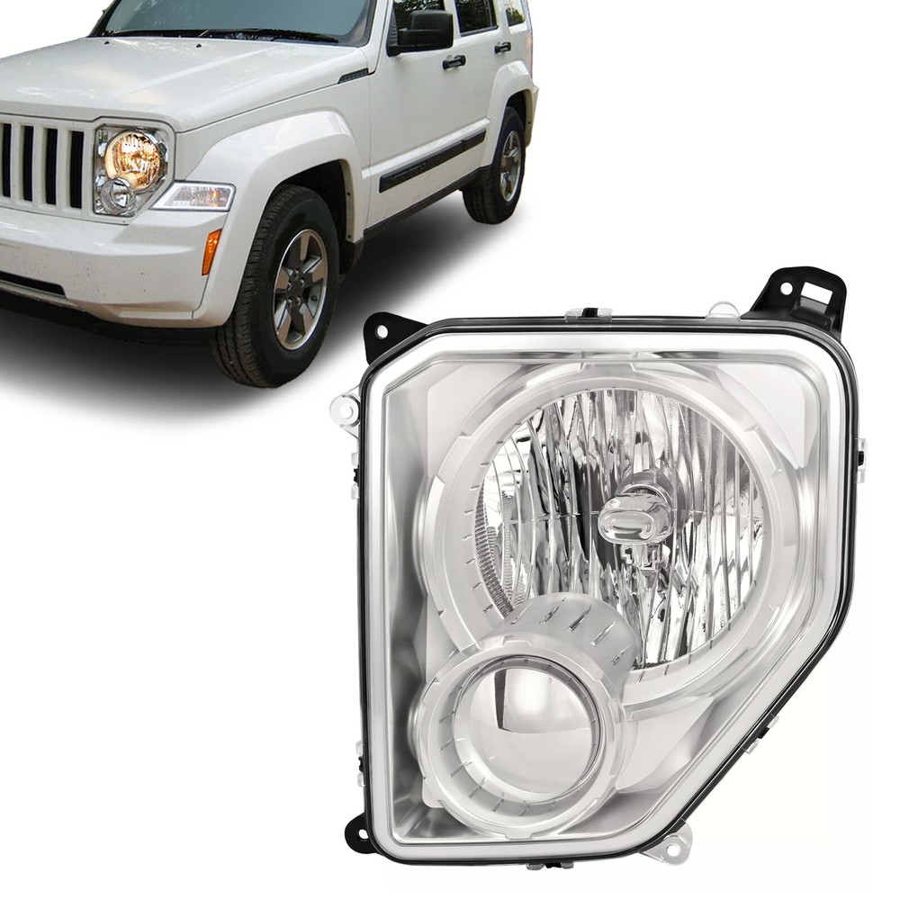 Halogen Headlight  Assembly For 2008-2012 JEEP Liberty Driver Side W/O Fog Light