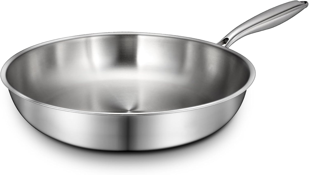 12 Inch Tri-Ply Stainless Steel Skillet with Heavy Duty Detachable Handle