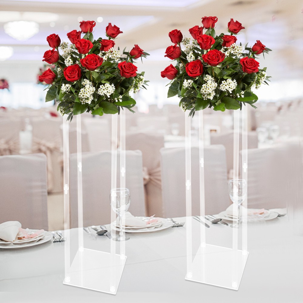 2X Clear Acrylic Flower Stand Pedestal for Wedding Party Backdrop Decor