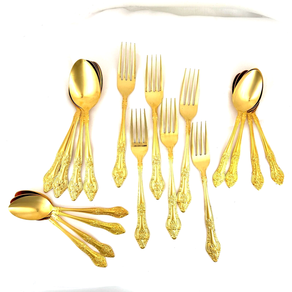 Stanley Roberts DYNASTY Gold Electroplate Stainless Lot of 18 Spoons, Forks READ
