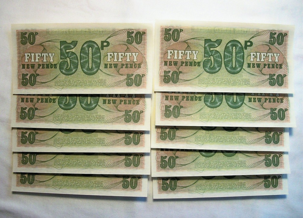 Lot of Ten - British Armed Forces - 10 x Fifty New Pence - Special Voucher-image