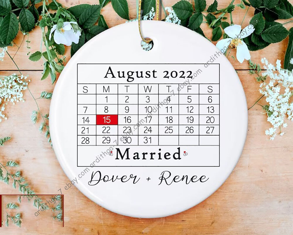 Personalized Calendar Ornament, Married Ornament, Wedding Gift, Anniversary O...