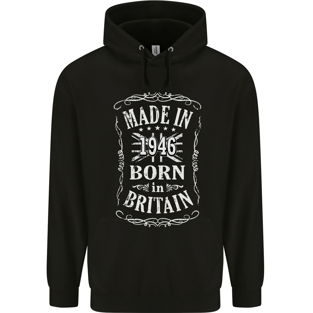 Born In Britain 79th Birthday Made 1946 Mens 80% Cotton Hoodie