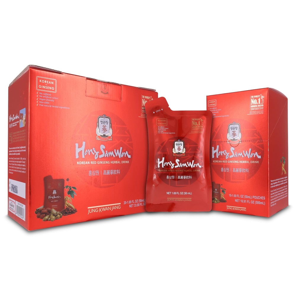 JungKwanJang HongSamWon Korean Red Ginseng Drink | Energy Drink, Pre Workout,...
