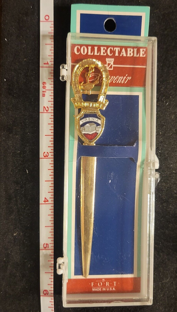 Virginia VA Gold Cardinal Dangle Collectible State Souvenir Envelope Opener box