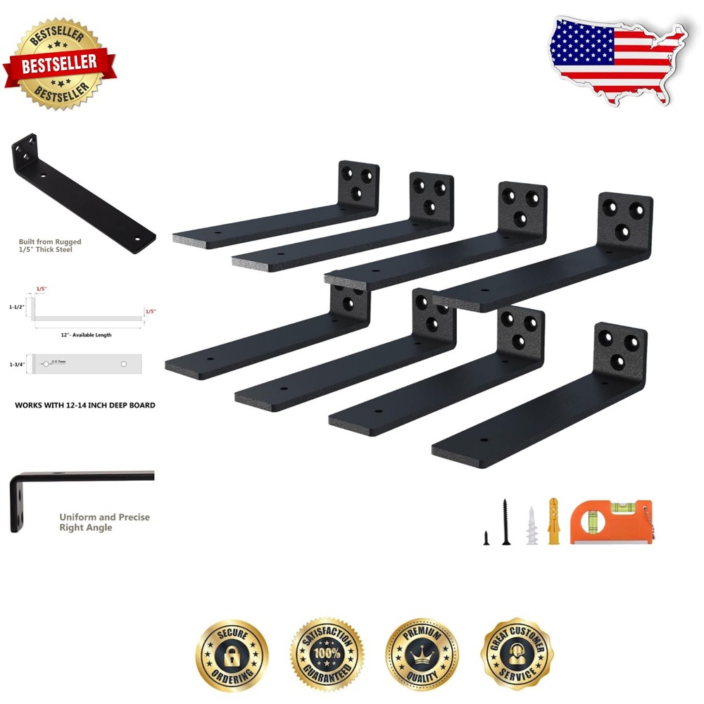 12-Inch Heavy-Duty Shelf Bracket Set - 8-Pack for Stylish Home Storage