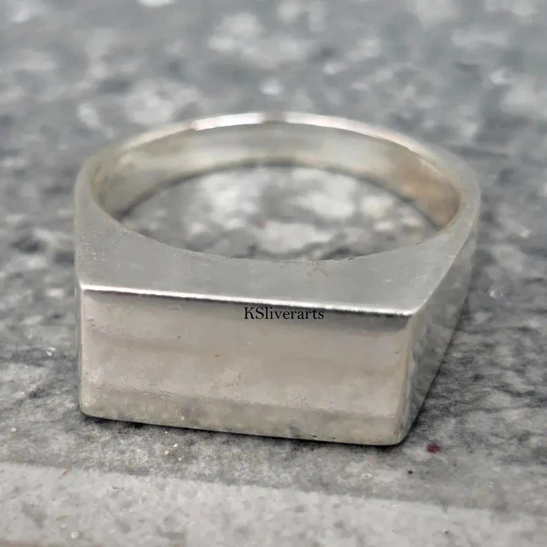 925 Sterling Silver Signet Ring Chunky Silver Rings Statement Rings For Men Mini