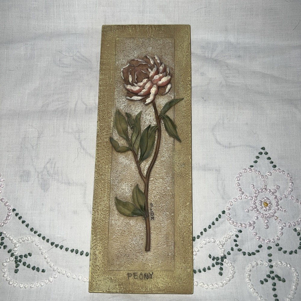 Vintage Cheri Blum Peony Wall Plaque 3D