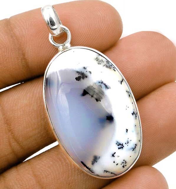 Natural Winter Dendritic Opal Turkey 925 Sterling Silver Pendant Jewelry @B13-8