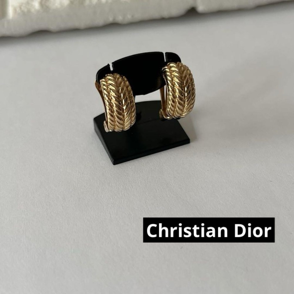Christian Dior Gold Plated Earrings with Crystal Embellishments