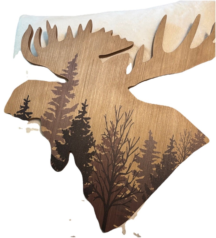 Rustic Brown Moose Wall Art for Cabin Wilderness Decor