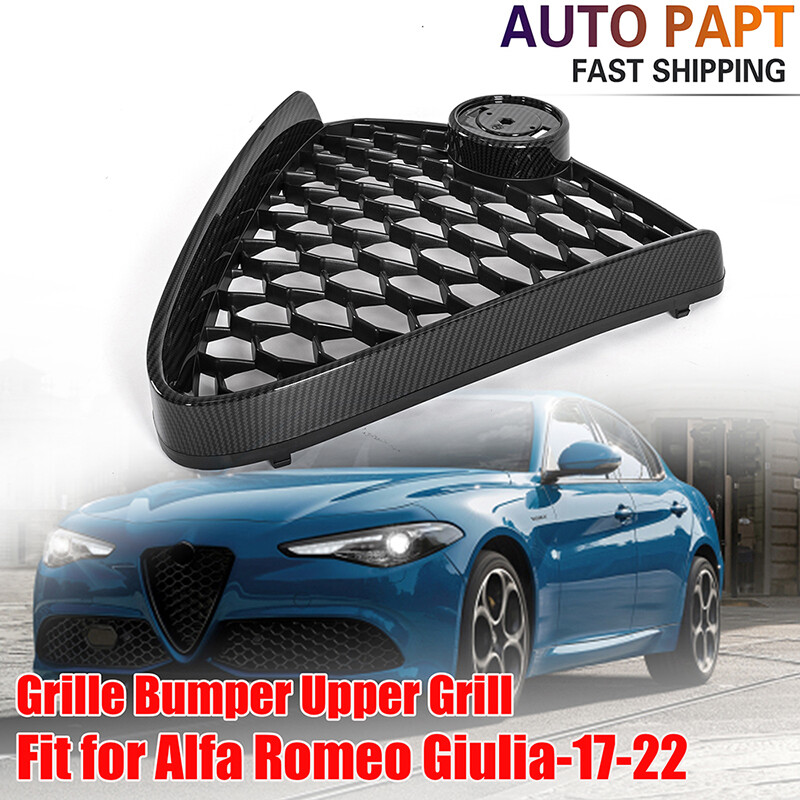 Carbon Painted Front Grille Bumper Upper Grill For 2017-2022 Alfa Romeo Stelvio