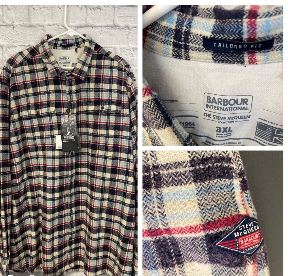 NEW BARBOUR INTERNATIONAL x STEVE MCQUEEN flannel Shirt Mens 3XL plaid Rick