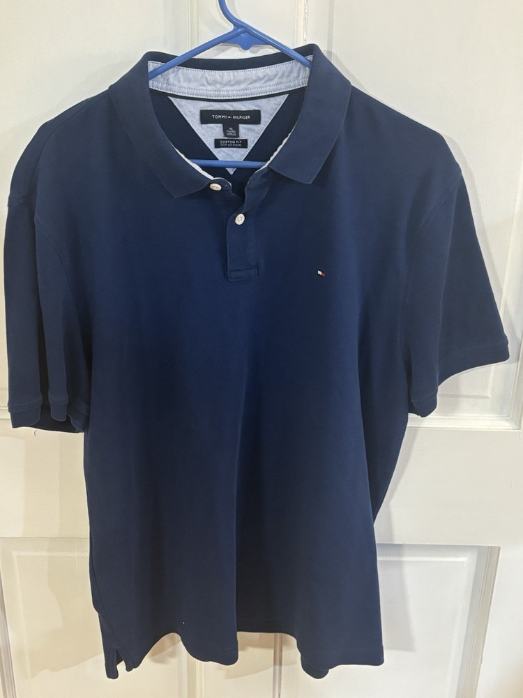 Tommy Hilfiger Blue Collared Cotton Casual Polo Shirt Mens XL