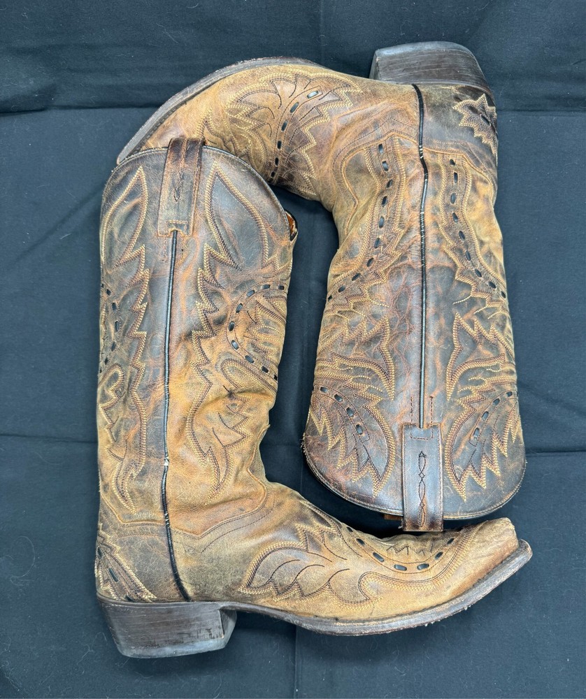Vintage Dan Post Cowboy Boots Sidewinder Western Cowboy Boots Mens Size 9.5