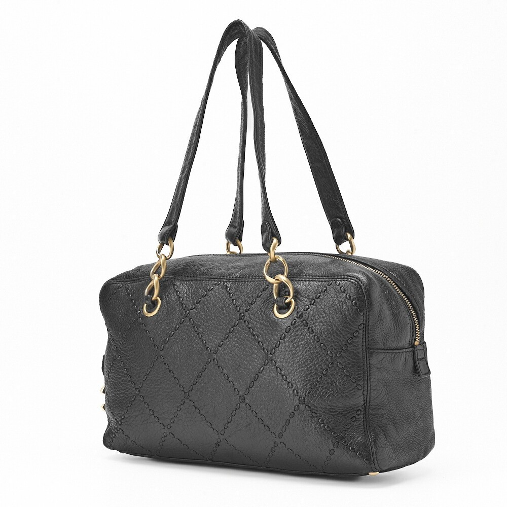 CHANEL Ultra Stitch Chain Shoulder Tote Bag in Black 430