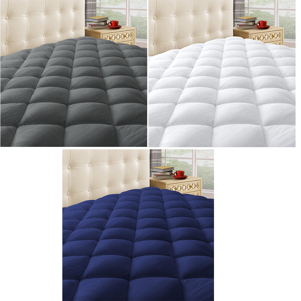 Mattress Pad Microfiber Cooling Topper Bed Protector Cover Pillow Top Washable